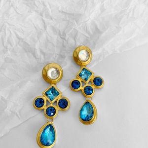 silverlià Vintage Exaggerated Retro Vintage Teardrop-shaped Rhinestones Earrings